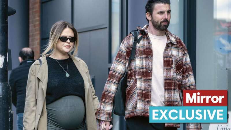 Emily Atack looks heavily pregnant on romantic stroll with step-cousin dad-to-be