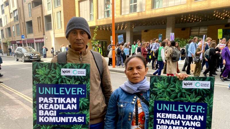 Protesters outside Unilever