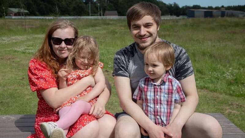 Kerri Paton, 27, and Igor Topa, 28, with their kids, Amelia Topas, 6 and Oscar Topas, 5 (Image: Kerri Paton/SWNS)