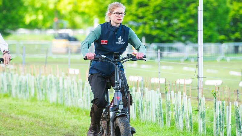 Lady Louise riding her bicycle at the Royal Windsor Horse Show and walking around the international driving Grand Prix course (Image: Vagner Vidal/Hyde News & Pictures Ltd)