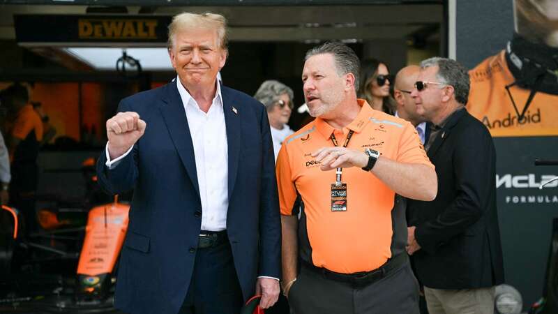 Donald Trump visited the McLaren garage at the Miami Grand Prix (Image: AFP via Getty Images)