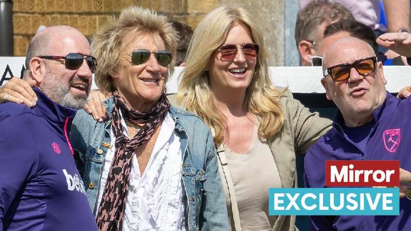 Rod Stewart and Penny Lancaster all smiles as they join Ray Winstone at charity football match (Image: CLICK NEWS AND MEDIA)