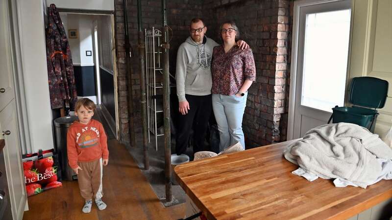 Henrik and Tamsin Smith-Thaudal, in the kitchen diner with one of their children Freddie (Image: Richard Swingler Photography/Media Wales)