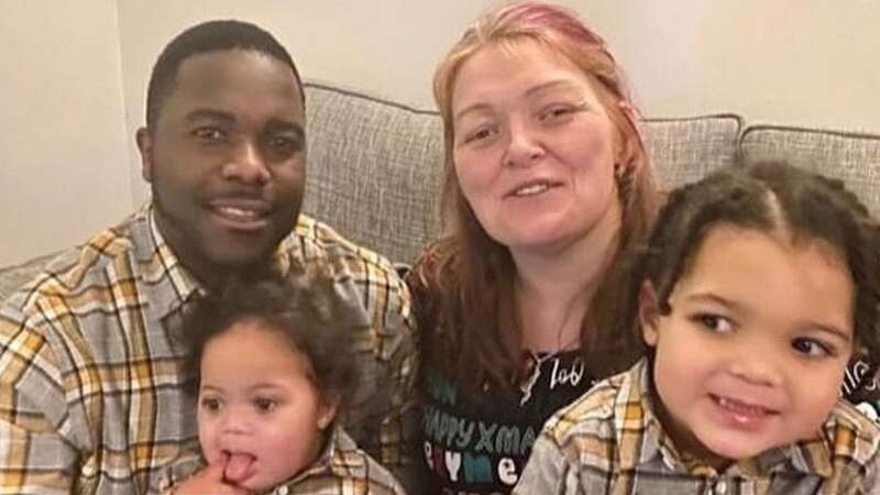 Lyndsey Dilla with her husband Derrick and their two children, Derrick Junior, four, and Levi Paul, two (Image: Lyndsey Dilla/SWNS)