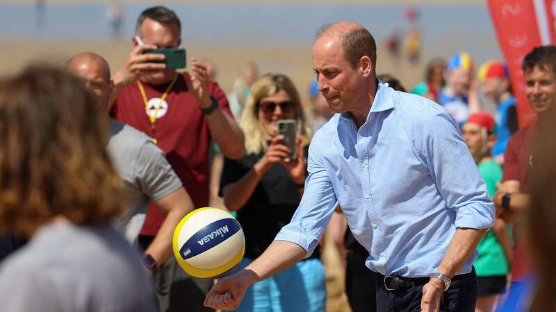 Prince William showcased his impressive volleyball skills to the crowd in Cornwall (Image: PA)