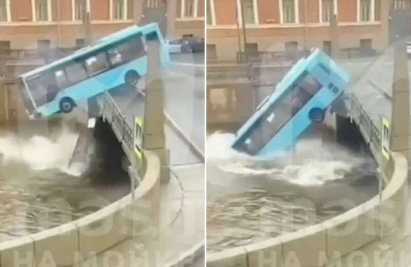 Video shows the 262 bus smashing into the bridge before falling into the water