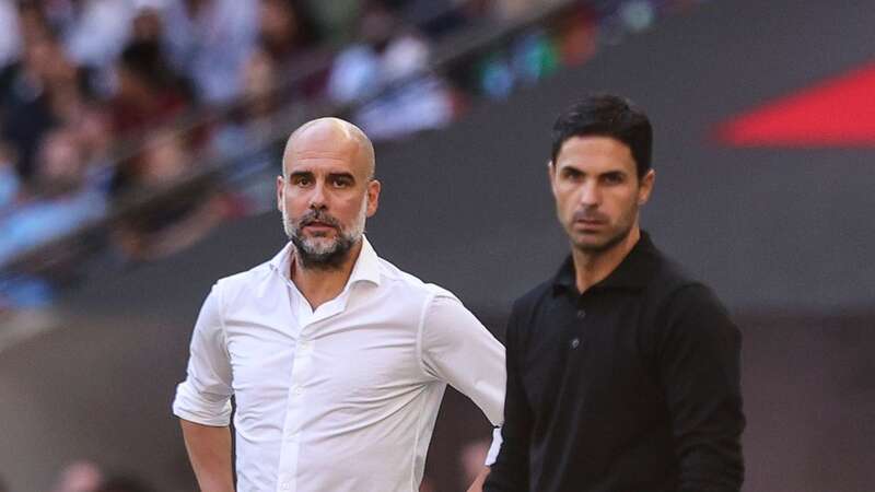 Pep Guardiola has the advantage over Mikel Arteta in the title race (Image: Robin Jones/Getty Images)