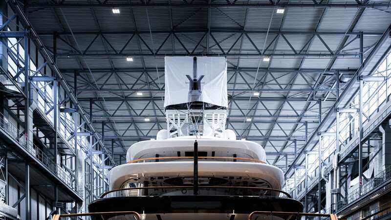 The posh, 119-metre-long, eco-boat - named Project 821 - costs £515million to buy (Image: Jam Press/Feadship)