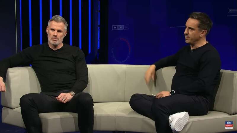 Gary Neville was far more certan of his pick than fellow pundit Jamie Carragher (Image: YouTube/Sky Sports)