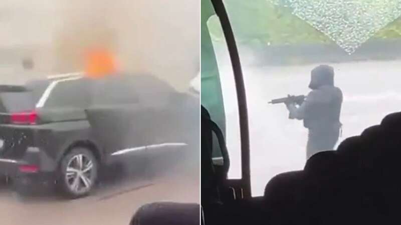 Gunmen ram flaming car into prison van killing 2 guards and criminal escapes