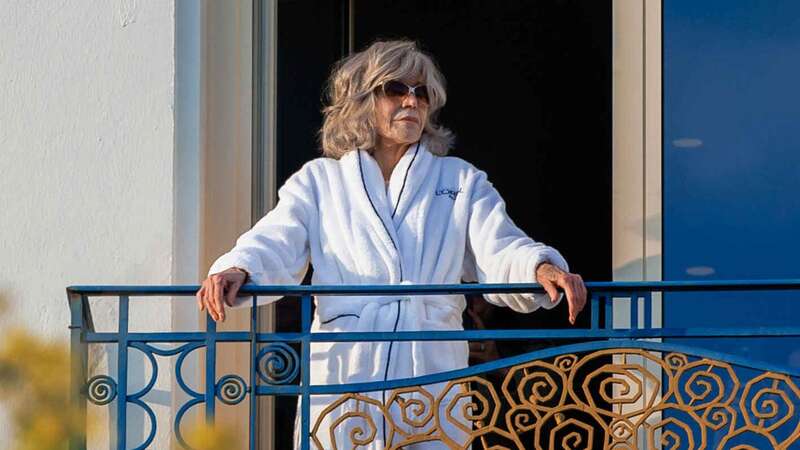 Jane Fonda was spotted hanging out on her balcony