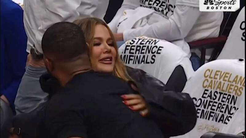 Khloe and Tristan shared a hug (Image: @NBCSCeltics/X)