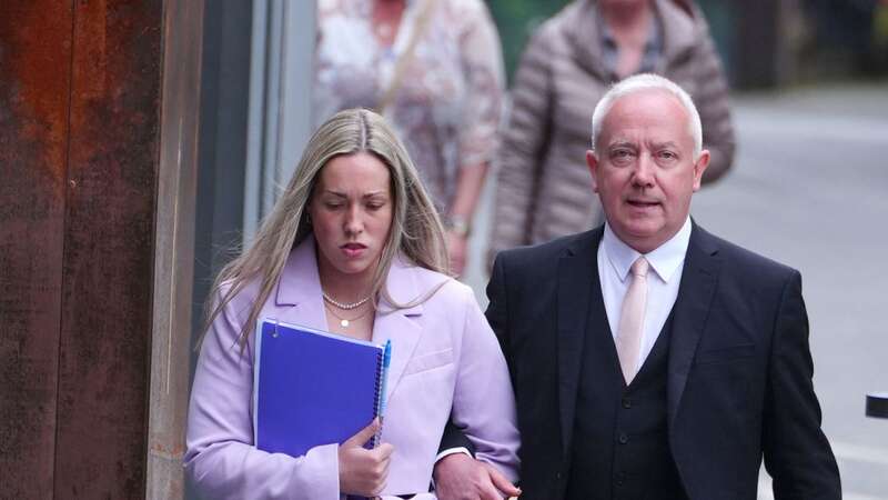 Rebecca Joynes (l) arrives at Manchester Crown Court (Image: PA)