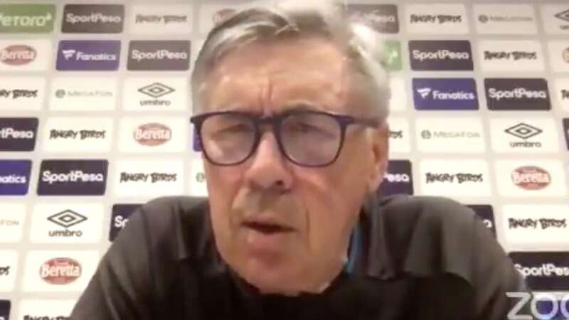 Ancelotti could not hide his confusion when asked about Luke Garbutt during a press conference on Zoom (Image: Twitter)