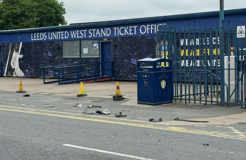 Debris could be seen strewn across the road outside the iconic ground