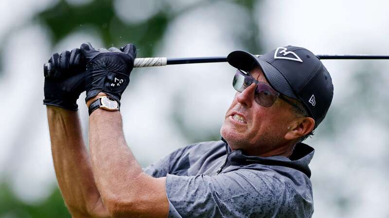 Phil Mickelson cut a frustrated figure at the 2024 PGA Championship at Valhalla Golf Club as he struggled to make an impact (Image: Getty)