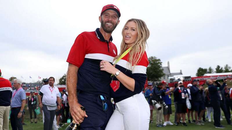 Dustin Johnson with then fiancée Paulina Gretzky after Team USA