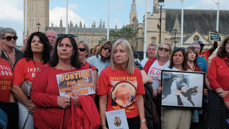 Campaigners gathered in Parliament Square ahead of the publication of the report into the contaminated blood scandal (Image: Joao Daniel Pereira/ZUMA Press Wire/REX/Shutterstock)