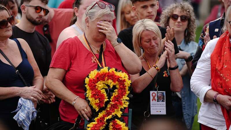 Infected blood campaigners gather in Parliament Square ahead of the publication of the final report into the scandal (Image: PA)