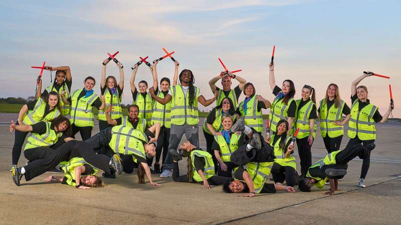 Airport staff perform high-octane dance routine on runway to welcome festival