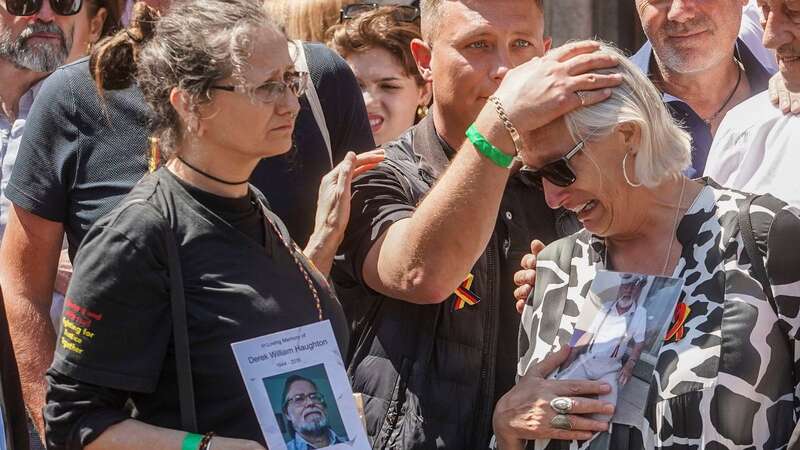 Families who lost loved ones after they were given infected blood gather in London (Image: PA)