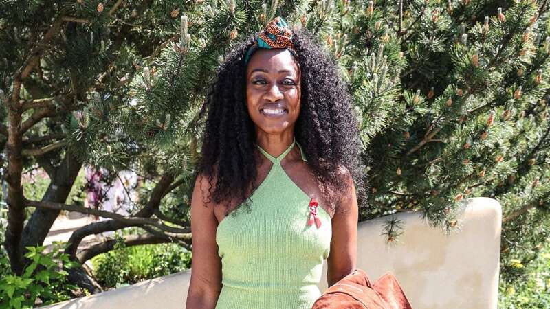 Beverley Knight at Chelsea Flower Show in a green knitted maxi dress (Image: Getty Images)