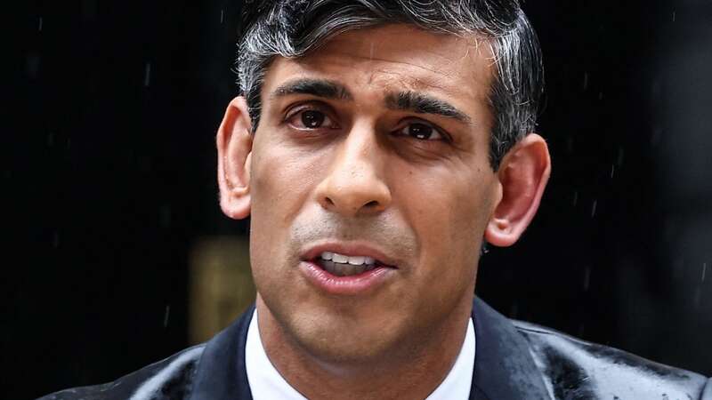 Rishi Sunak got drenched as he announced there will be an election on July 4 (Image: AFP via Getty Images)