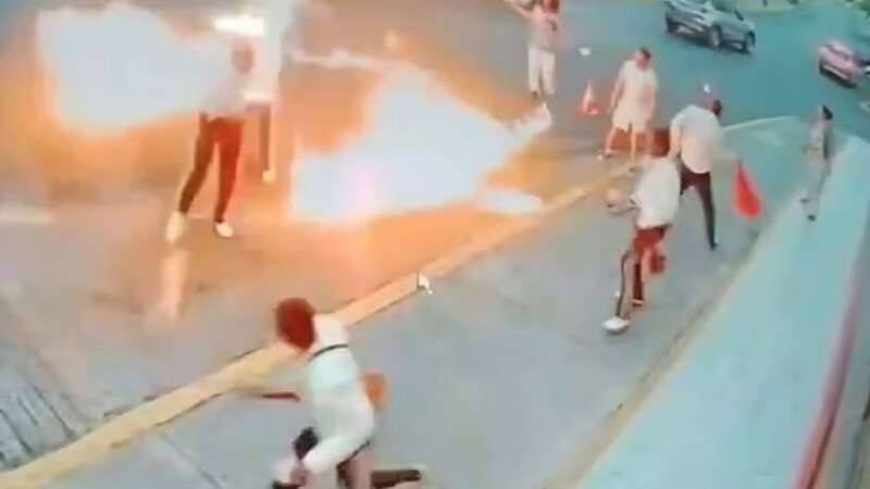 Fire-breather sets mariachi band on fire in blazing turf war fight over tips