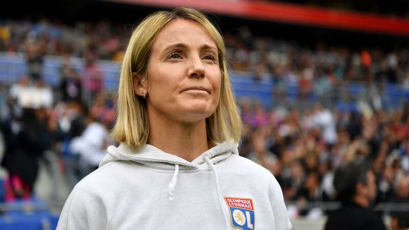 Sonia Bompastor, manager of Olympique Lyon, looks on prior to kick off of the UEFA Women