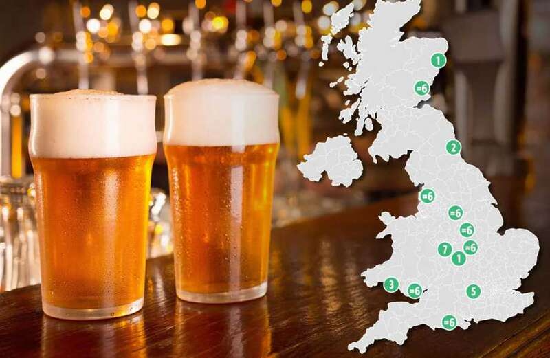 Scroll down for the map showing where the cheapest pints are