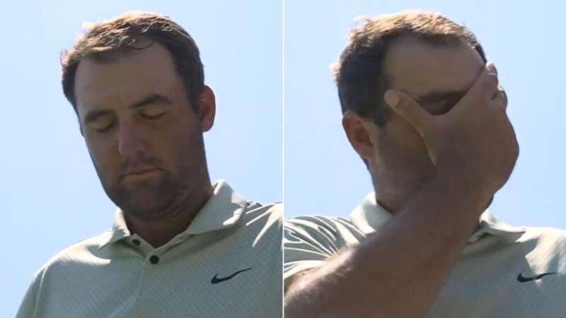 Scottie Scheffler appeared sombre during a moment of silence at Colonial Country Club (Image: Sam Hodde/Getty Images)