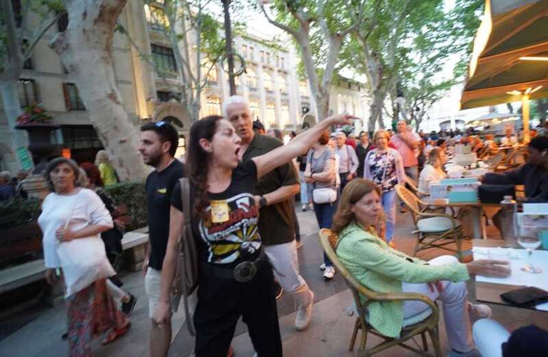 The protest group was forced to apologise for the abuse directed at holidaymakers dining in the Palma Square