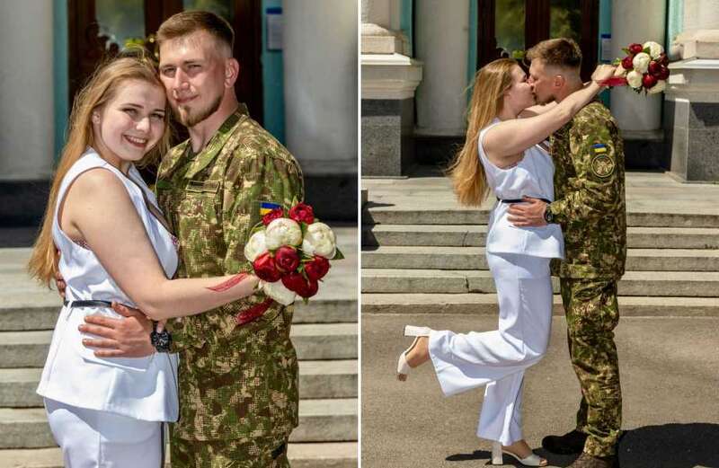 A brave Ukrainian married his bride just our before he was sent the Kharkiv frontline