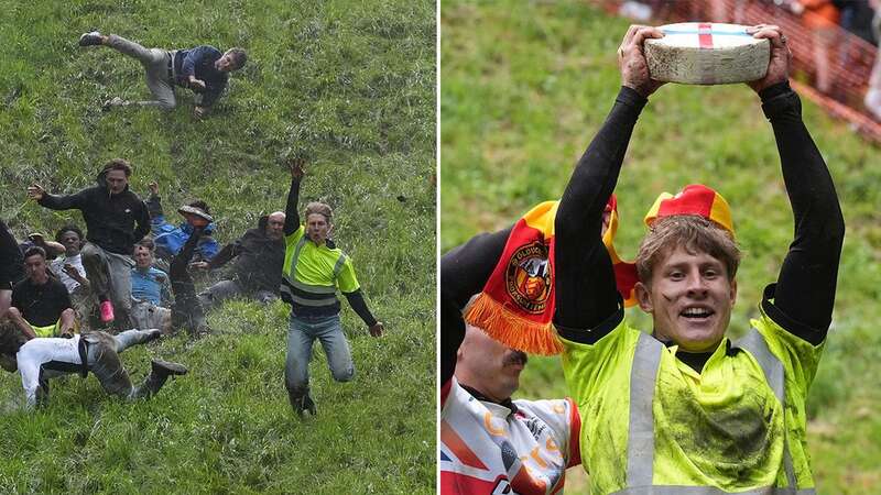 Winner of bizarre cheese rolling race has 3-word remark after dangerous feat