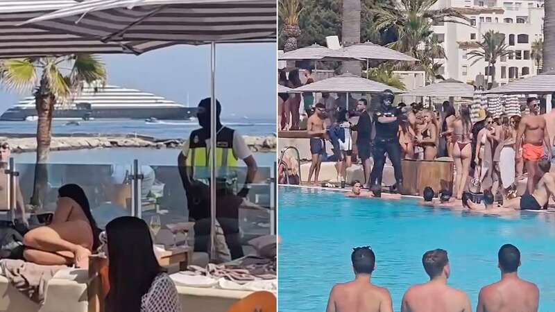 Pool party descends into chaos as 20 armed police storm famous beach club