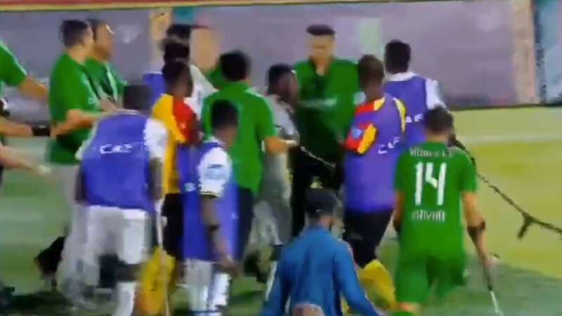 The brawl exploded after the final whistle (Image: Twitter)