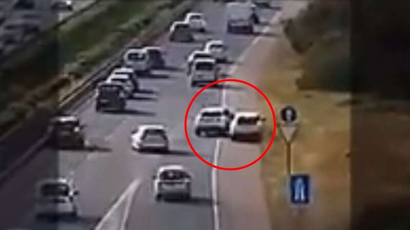 Moment furious driver chases and smashes into British couple on Majorca motorway