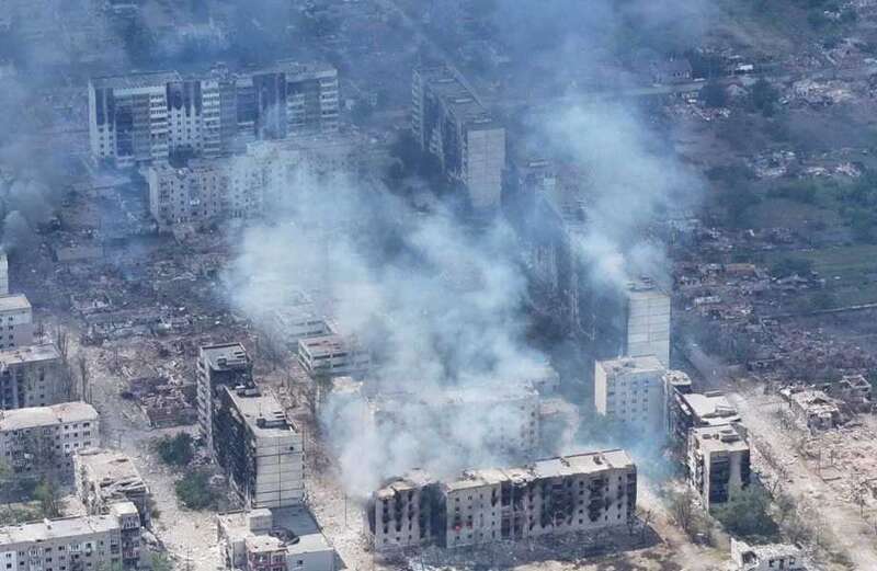 Surveillance drones took images of devastated Vovchansk on Tuesday