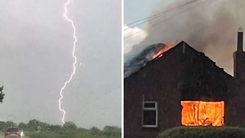 The fire started after the lightning strike (Image: Sarah King/SWNS)