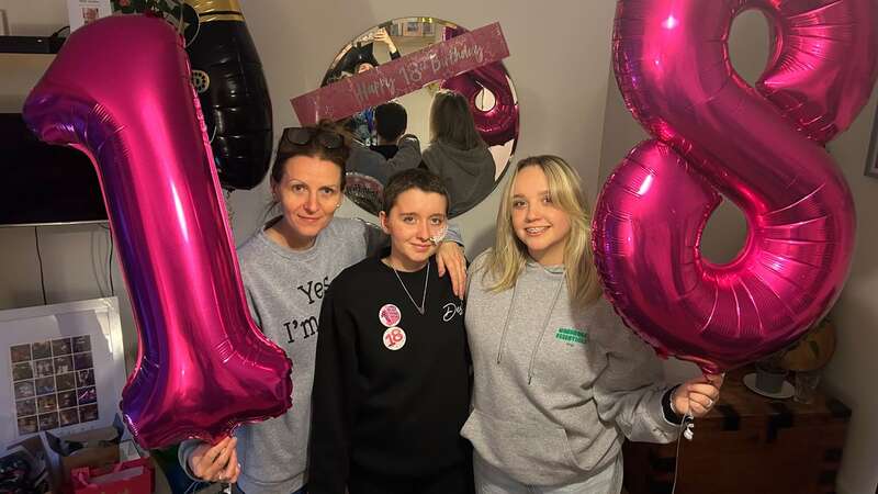 Emily (centre) on her 18th birthday with mum Amy and best friend Kirsty (Image: Emily Kyles)