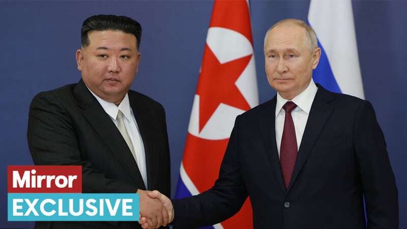 Russian President Vladimir Putin (R) and North Korea