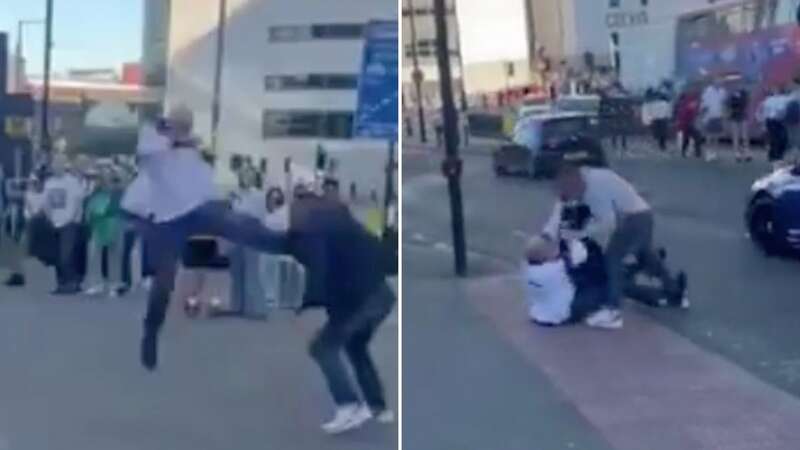 Watch moment fans fight in ugly clash at England