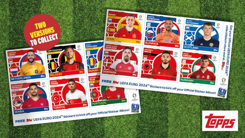 Six FREE Topps Official Euro 2024 Stickers inside this Saturday