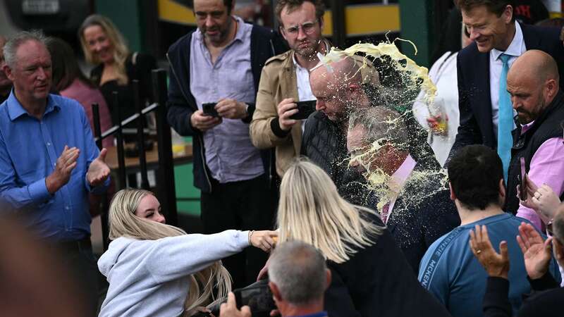 Two people arrested after banana milkshake thrown at Nigel Farage