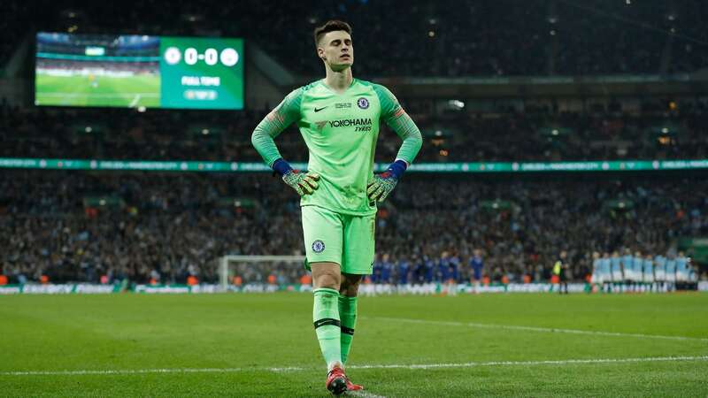 Chelsea goalkeeper Kepa Arrizabalaga during 2019 Carabao Cup final penalty shootout (Image: Tom Jenkins)