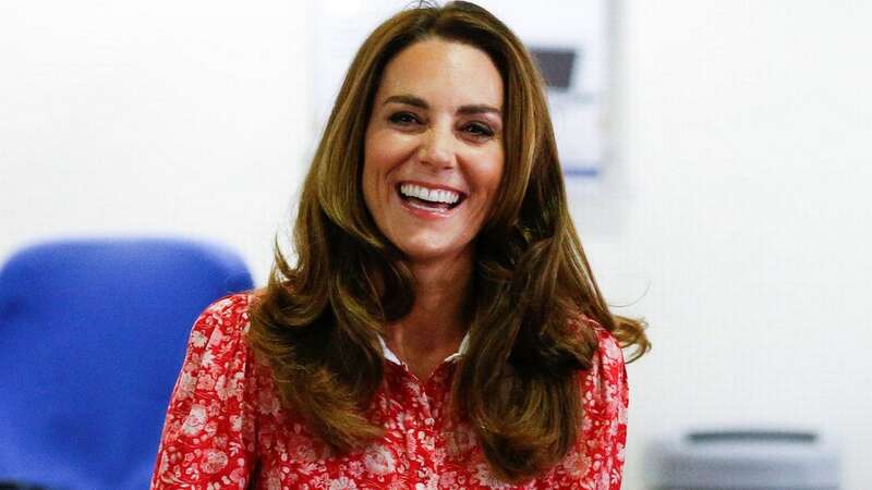 Kate Middleton wore a red floral tea dress during a visit to East London in September, 2020 (Image: PA)