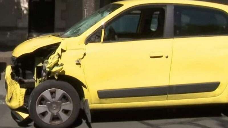 The youngsters had been going single file down the street when the Renault Twingo travelling in the opposite direction ran into them (Image: @InfosFrancaises/X)