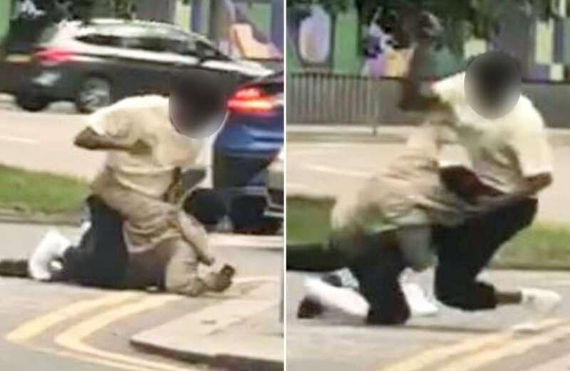 The horrifying video above also shows one of the men using his car as a battering ram