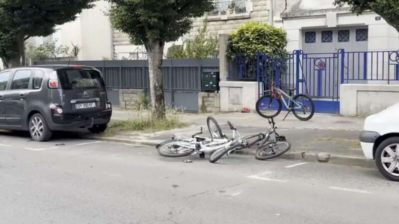 Several crushed bicycles lay on the street following the horror crash (Image: X)