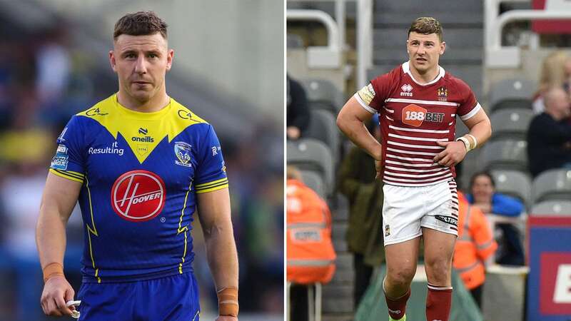 Warrington captain George Williams, left, with Wigan counterpart Liam Farrell and the Challenge Cup ahead of the Wembley showdown (Image: REX/Shutterstock)